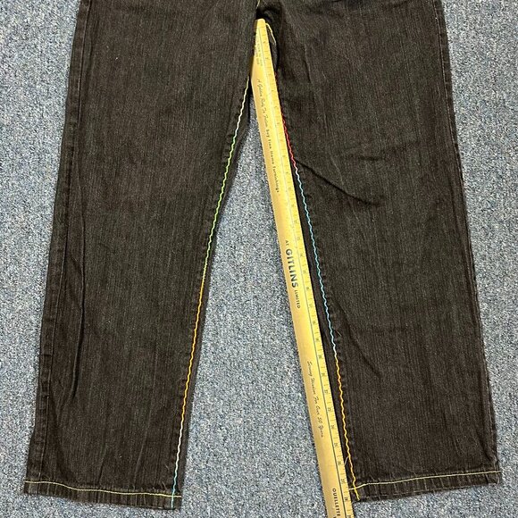 Brooklyn Xpress Dark Wash Embroidered Baggy Wide Skate Jeans Sz 34 - Picture 3 of 12